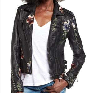 Blank NYC Faux Leather Embroidered Moto Jacket